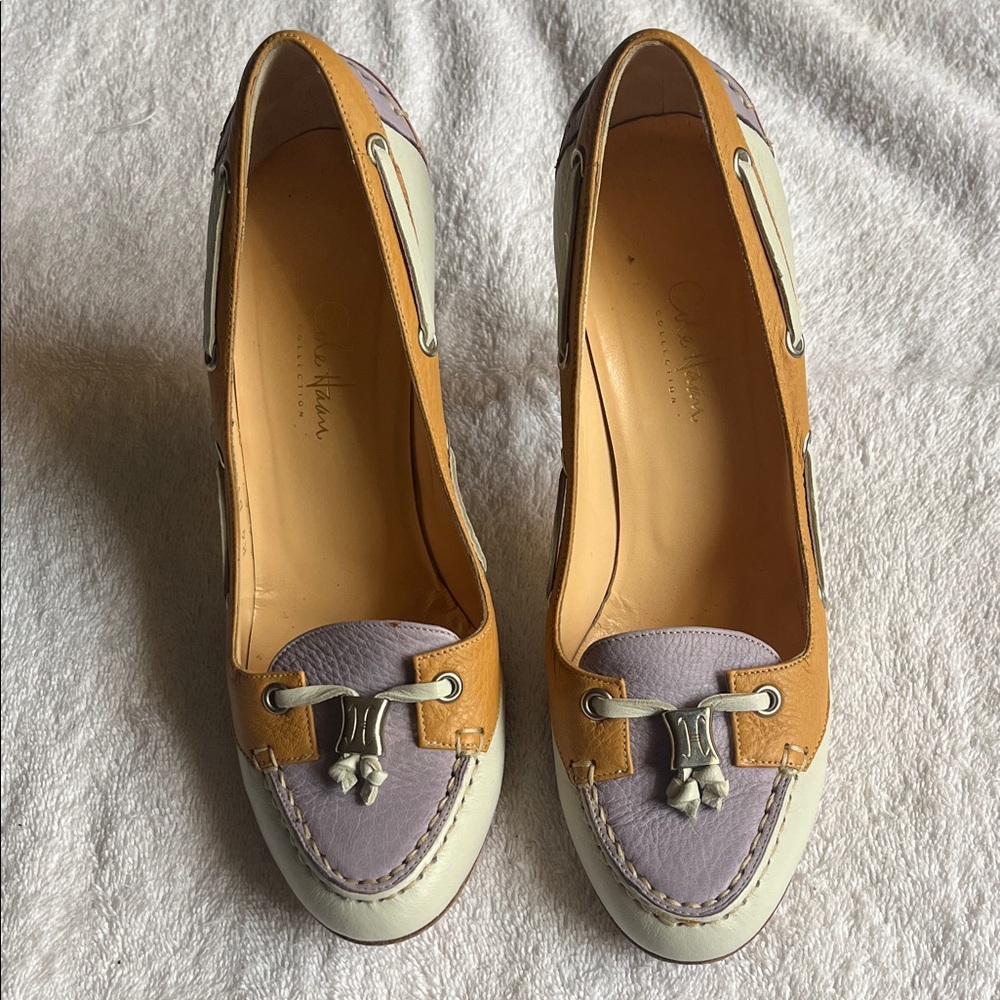 Cole Haan Collection Elegant Tan and Purple Women's Heels
